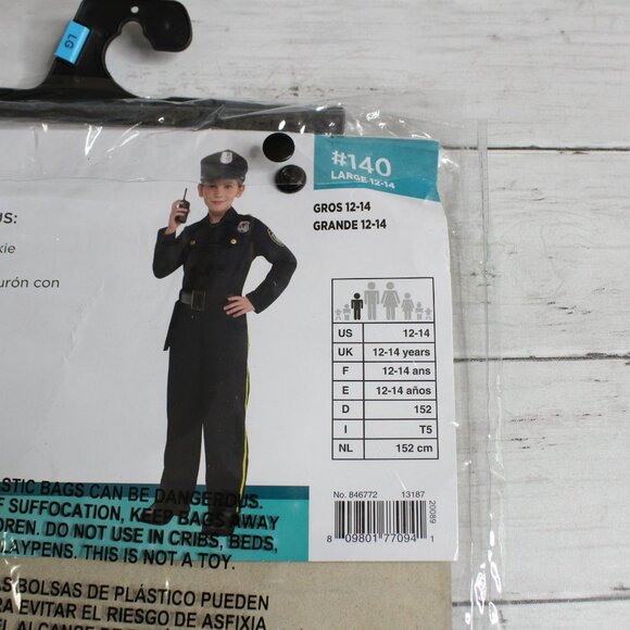 Cosplay Halloween Costume Boy's Size L 12-14 Police Officer Uniform Set - Picture 7 of 10